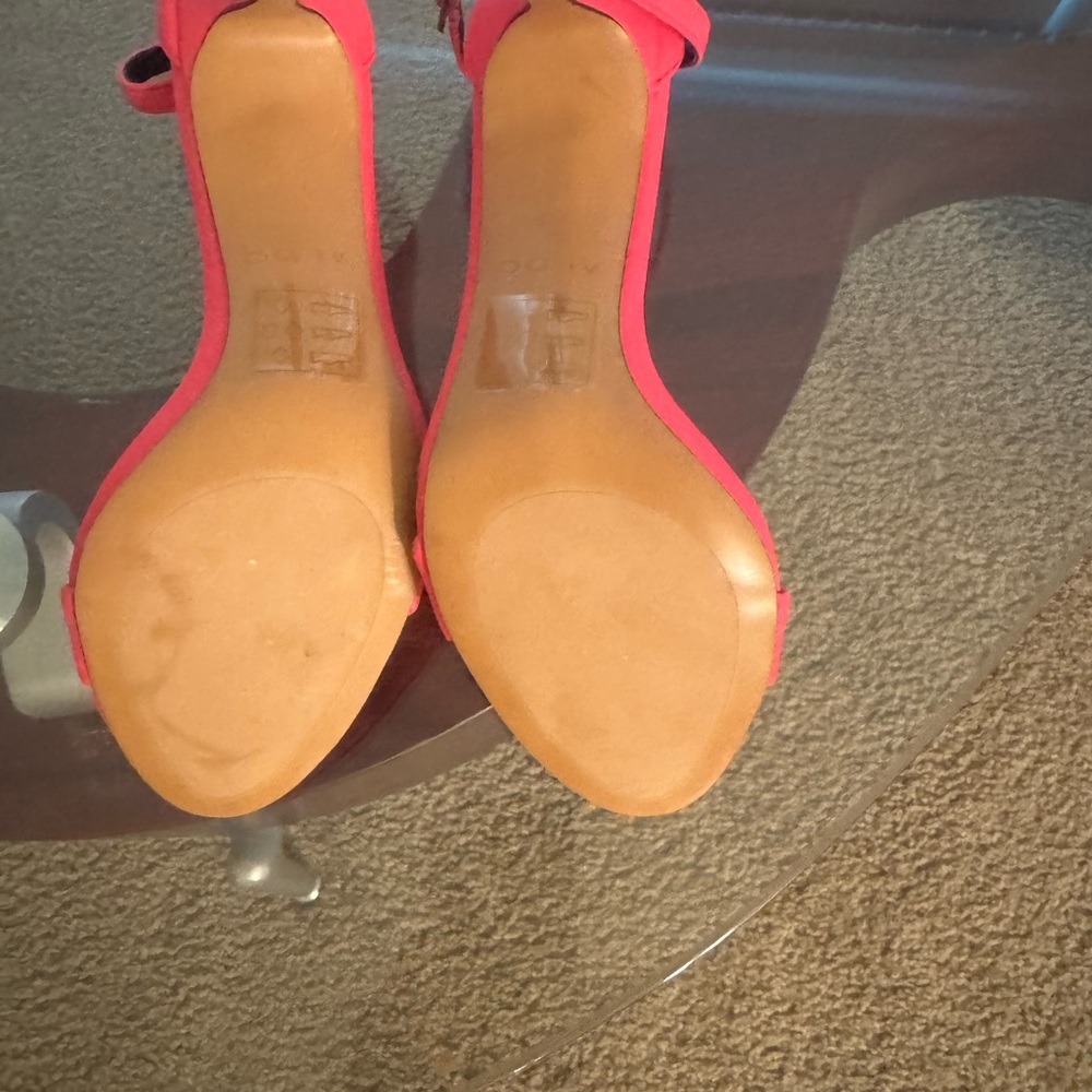 Aldo Red Suede Heels with Stiletto and Ankle Strap - Picture 5 of 5